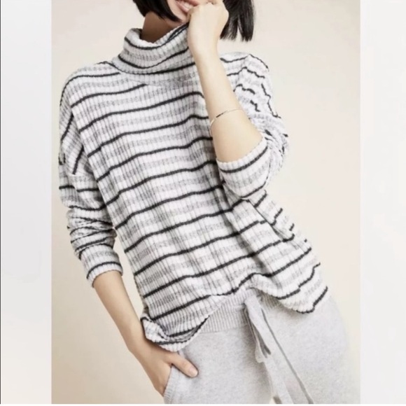 Anthropologie Saturday Sunday Sweater Stripe Pippa Hacci Turtleneck - Picture 4 of 5